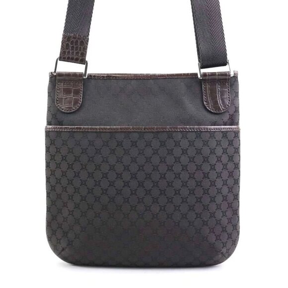 CELINE Macadam Crossbody Shoulder Bag Dark Brown Canvas/Leather - Picture 3 of 14